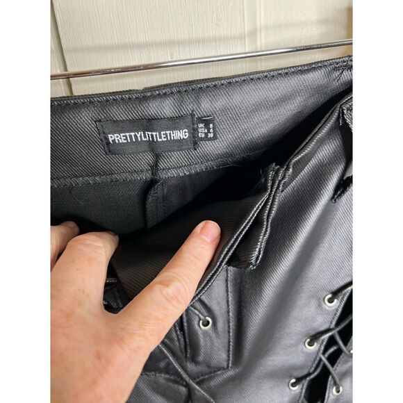 Pretty little things Black thigh lace up straight leg jeans - Picture 6 of 9